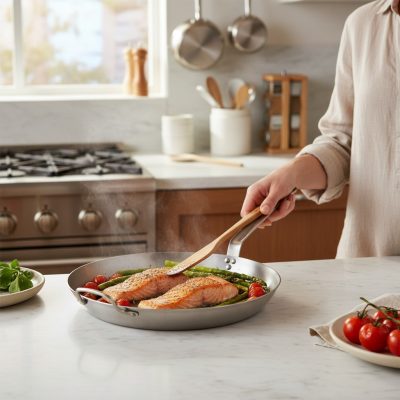 Carbone Plus Vasserpenyő 36 cm-es, füllel a de Buyer-től