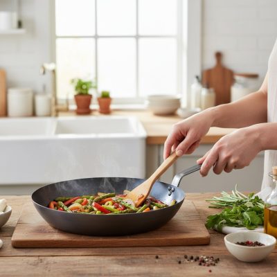 de Buyer La Lyonnaise kékacél serpenyő – 26 cm, bevonat nélkül