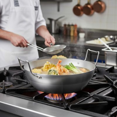 de Buyer La Lyonnaise kétfüles szénacél mélysütő serpenyő (bő olajban sütéshez) – Ø36 cm