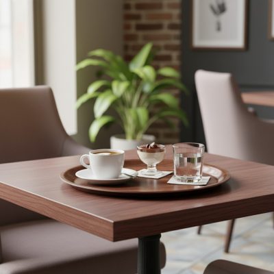 Laminált ovális tálca 29x21 cm – kávé és desszert felszolgáláshoz