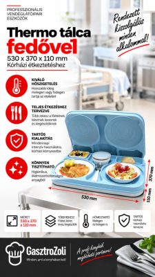 Pujadas thermo menütálca fedővel – 53×37×11 cm, hőszigetelt