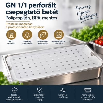 GN 1/1 perforált csepegtető betét – polipropilén, BPA-mentes