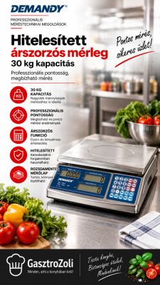  Hitelesített árszorzós bolti mérleg 30 kg – fémház, dupla LCD kijelző