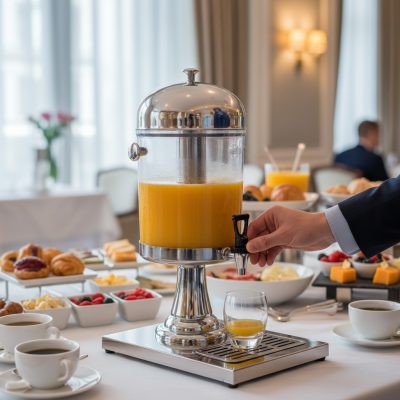 Professzionális Inox Juice és Italadagoló Jéghengerrel, 8,5 l – Rozsdamentes Acél