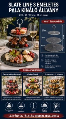 Slate Line 3 emeletes pala kínáló állvány – Ø20/25/30 cm, 34 cm magas