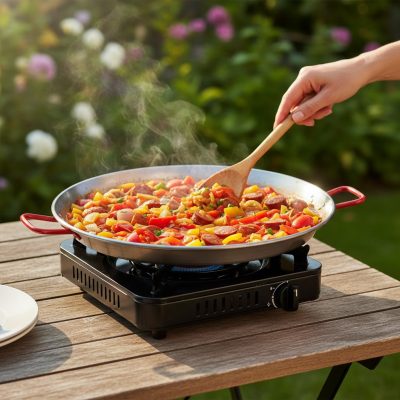 de Buyer La Lyonnaise Piros Füles Vas Szeletsütő és Lecsófőző Serpenyő, 32 cm