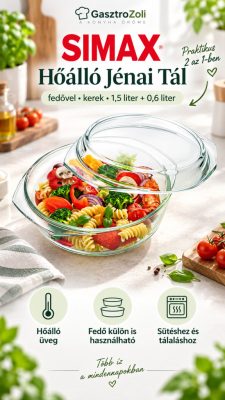 SIMAX kerek hőálló jénai tál fedővel – 1,5 + 0,6 l