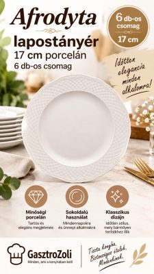 Afrodyta lapostányér 17 cm porcelán, 6 db-os csomag