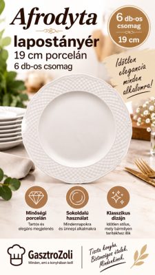 Afrodyta lapostányér 19 cm porcelán, 6 db-os csomag