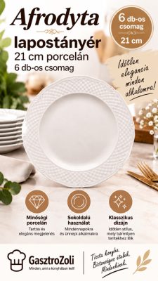 Afrodyta lapostányér 21 cm porcelán, 6 db-os csomag