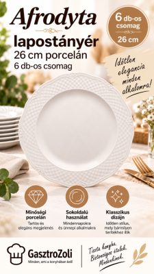 Afrodyta lapostányér 26 cm porcelán, 6 db-os csomag