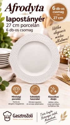 Afrodyta lapostányér 27 cm porcelán, 6 db-os csomag