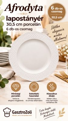 Afrodyta lapostányér 30,5 cm porcelán, 6 db-os csomag