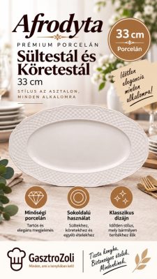 Afrodyta Prémium Porcelán Sültestál és Köretestál, 33 cm