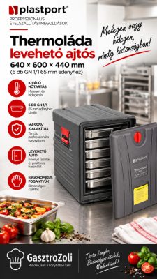 KAPP Thermobox 600 thermoláda levehető ajtóval – 6× GN 1/1 65 mm, 660×440×630 mm
