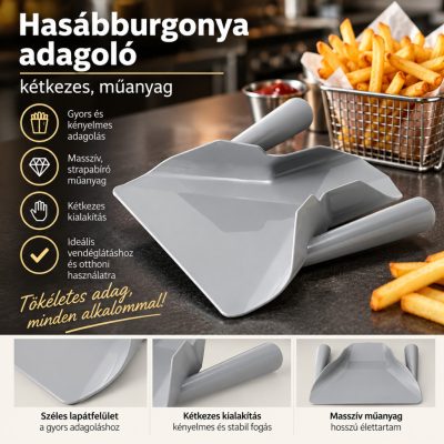 Kétkezes hasábburgonya adagoló – műanyag, gyorséttermi használatra