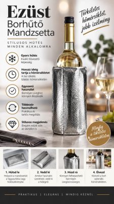Borhűtő mandzsetta – ezüst, palackhűtő borhoz