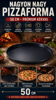 Paderno peremes kékacél pizzaforma 50 cm – 3,5 cm magas
