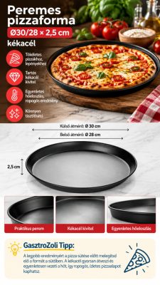 Peremes pizzaforma Ø30/28×2,5 cm – kékacél