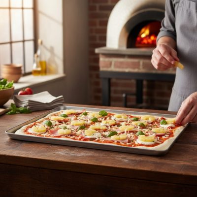 Alumínium pizzasütő tepsi 40×25×2 cm – varrat nélküli