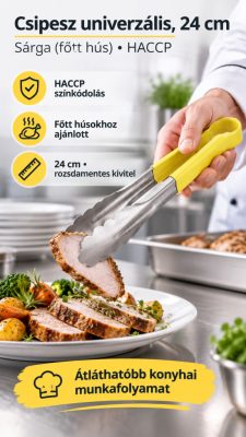 Csipesz univerzális, 24 cm, sárga (főtt hús), (HACCP) - Német minőség