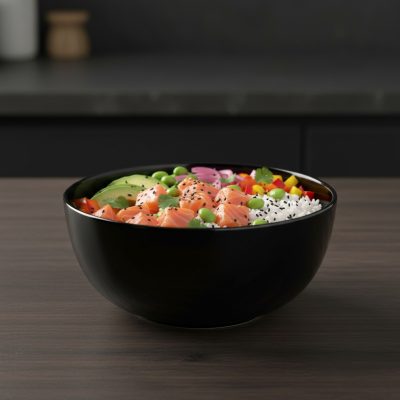 Diwali salátástál, 21 cm, 2 l, fekete edzett üveg 