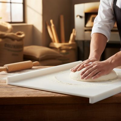 Műanyag Gyúrótábla Kétoldali Ütközőperemmel, Polietilén Pékasztal, 600x1000x10 mm