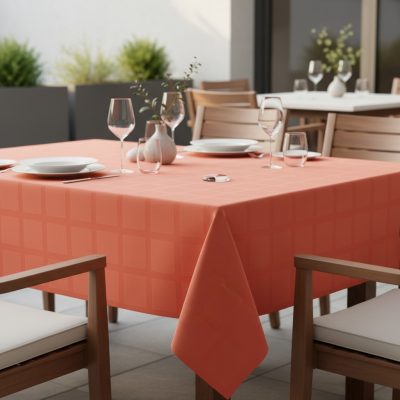 Asztalterítő 140x100 cm terrakotta damaszt szennytaszító