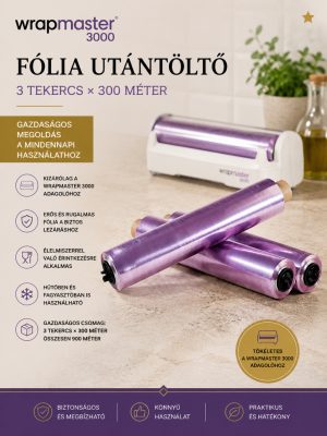 Wrapmaster 3000 PVC frissentartó fólia utántöltő 30 cm × 300 m – 3 tekercs