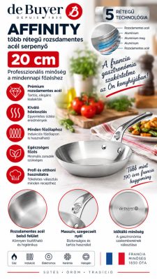 de Buyer Affinity 5 rétegű rozsdamentes serpenyő – 20 cm, PFAS-mentes