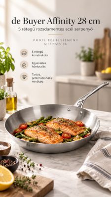 de Buyer Affinity 5 rétegű rozsdamentes serpenyő – 28 cm, PFAS-mentes