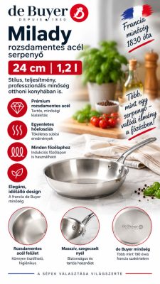 de Buyer Milady rozsdamentes serpenyő 24 cm – 1,2 l, PFAS-mentes