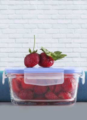 Lav üveg ételtároló-hútőtároló 400 ml-es edény hermetikusan záró csatos fedővel