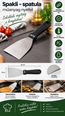 Spakli-spatula műanyag nyéllel 24x8x cm 1,2 mm-es spatula vastagság