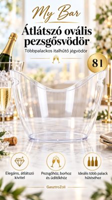 My Bar Iceland átlátszó ovális pezsgőhűtő – 8 l, 35×26×26 cm