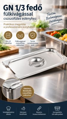 GN 1/3 fedő fülkivágással – csúszófüles edényhez