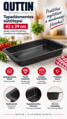 Quttin tapadásmentes szénacél sütőtepsi – 42 × 29 cm, 0,5 mm
