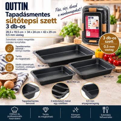 Quttin 3 részes tapadásmentes sütőtepsi szett