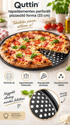 Quttin tapadásmentes perforált pizzasütő forma – 33 cm, 0,5 mm