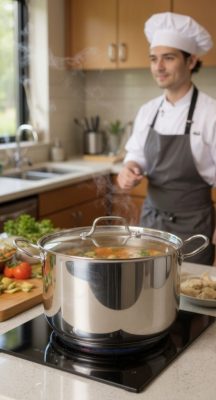 Quttin Hotel indukciós magas lábas fedővel 9,5 l – 28 cm átmérővel, rozsdamentes