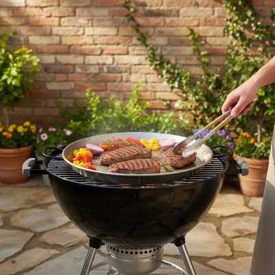 Spanyol Prémium Vas Szeletsütő és Paella Serpenyő - Kétfüles Kerti és Konyhai Sütőtál, 40 cm
