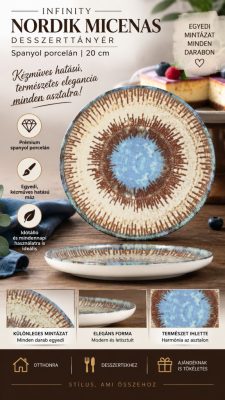 Infinity Nordik Micenas spanyol porcelán desszerttányér 20 cm
