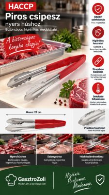 HACCP piros csipesz nyers húshoz 23cm - Német minőség