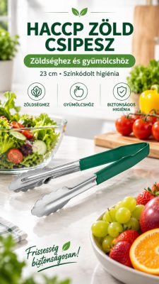 HACCP zöld csipesz zöldséghez és gyümölcshöz 23 cm - Német minőség