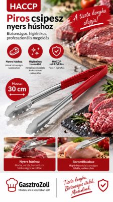 HACCP piros csipesz nyers húshoz 30 cm - Német minőség