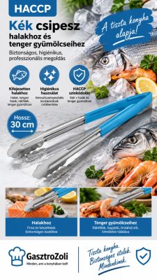 HACCP kék csipesz halakhoz és tenger gyümölcseihez 30 cm - Német minőség
