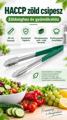 HACCP zöld csipesz zöldséghez és gyümölcshöz 30 cm - Német minőség