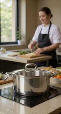 Quttin Caesar indukciós lábas üvegfedővel 7 l – 28 cm átmérővel, rozsdamentes