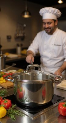 Quttin Caesar indukciós fazék üvegfedővel 7 l – 24 cm átmérővel, rozsdamentes