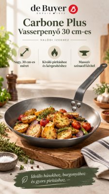 de Buyer Carbone Plus vasserpenyő – 30 cm, 3 mm szénacél